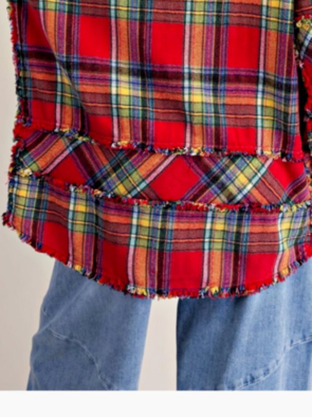 NWT Super Soft Easel Plaid Self Fray Button Down Shirt 100% Cotton - Picture 8 of 16